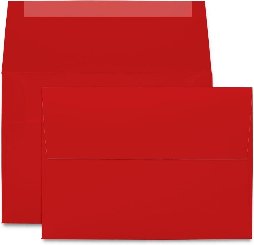 25 Pack Red A2 Envelopes - 5 3/4 x 4 3/8 - Invitation & Greeting Card Envelopes for Christmas, Valentines, and Patriotic Holidays