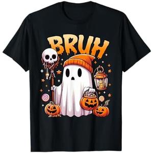 Bruh Ghost Halloween Cute Ghost Trick Or Treat Candy Kids T-Shirt 5XL
