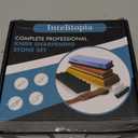 Intelitopia Complete Knife Sharpening Stone Set  Dual Grit Whetstone 400/1000 3000/8000 Knife Sharpener with Leather Strop, Flattening Stone, Bamboo Base, 3 Non-slip Rubber Bases & Angle Guide