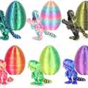 6PCS 3D Printed Dragon Egg Kids Dinosaur Toys, Articulated 3D Dinosaur Eggs with Dinosaurs Inside, 3D Printed Fidget Toys, Birthday Decorations Home Office Desk Toy(6PK Multicolored)