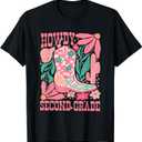 Howdy Second Grade Western 2nd Grade Teacher Cowboy Cowgirl T-Shirt (Small, Black)