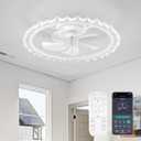 Ceiling Fans with Lights, 24 Inch Ceiling Fan with Light and Remote, Low Profile, Reversible, Dimmable LED, Flush Mount, DC Motor, Fandelier White Ceiling Fan for Bedroom, Kitchen, Office