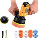 CJC Buffer Polisher - 110V 600W Variable Speed Machine - Random Orbital Buffer for Floor, Car, Furniture, Metal Waxing and Polishing With Professional Buffing Kit(16pcs)