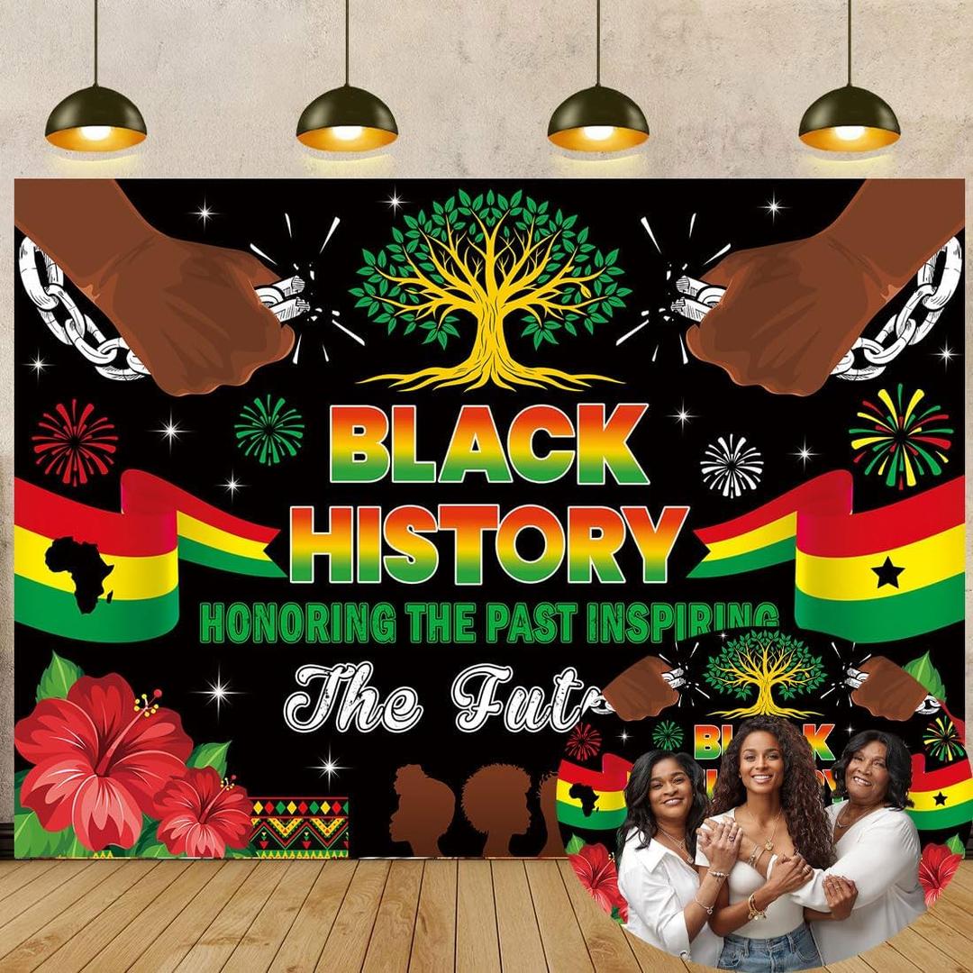 Black History Month Banner Backdrop 7x5FT Black History Honoring The Past Inspiring The Future Background African American Festival Inspirational Party Decorations Supplies