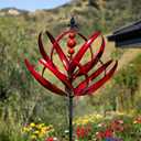 Yard Garden Wind Spinners - 91" Height Extra Large Wind Spinners Outdoor Metal, Kinetic Wind Sculptures for Lawn Patio Garden Decor (Burgundy Lotus) (91 inch/Crimson)