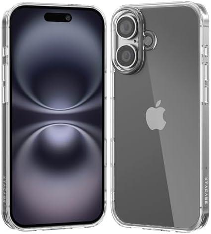 XTACASE Tempered Glass Clear Case for iPhone 16, Scratch-Resistant, with Shock-Absorbing Edges, Raised Bezels, Supports Wireless Charging and Power Sharing, Crystal Clear (iPhone 16)