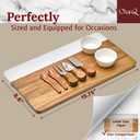 Charcuterie Board Set - Marble & Acacia Wood Cheese Board and Serving Board Platter, Charcuterie Boards Gift Set for Hosting, Wedding and Housewarming, Bridal Shower Marble Serving Tray
