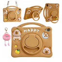 3D Cute Press Capybara Case for iPad 10th Generation (2022) 10.9 inch/iPad (A16) 11th 2025 11”,Kawaii Cartoon Character Capybara Soft Silicone Rotating Stand Case with Lanyard for Kids Girls Women