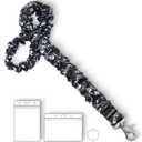 Lanyardio Stretchy Scrunchie Lanyard for ID Badges Keys, Cute Teacher Lanyard for Women with 2 Card Holders 19.12 Inch (Skeleton)