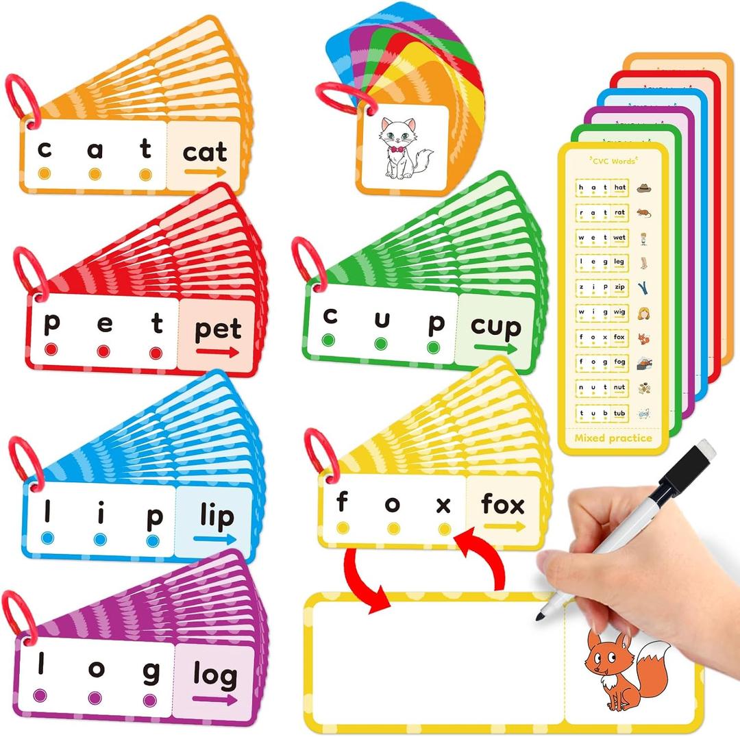CVC Word Games, Flash Cards, Phonics and Speech Therapy Toys for Toddlers and Kids - Learn to Read, Spelling and Reading Learning Activities - Kindergarten Preschool Educational Toy