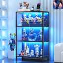 VersionTECH. 3-Tier Display Cabinet with Glass Doors & 6000+ RGB Lights, 37.6"H x 23.6"W x 11"D