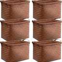 BROWNLILY Handwoven Clothes Basket Laundry Hampers Large Wicker Storage Baskets for Shelves Blankets Closet Storage Bins Car Bedroom Bathroom Organizers and Storage Bath (6, Brown)