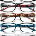 Gaoye Professional Reading Glasses for All Day - Computer Readers with Blue Light Protection - Value Pack (A2-5 Pack Flower Vibes)
