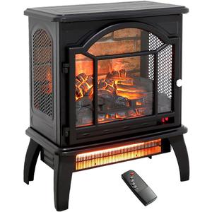 Freestanding Electric Fireplace Heater,Portable Infrared Fireplace Stove with 4 Types of 3D Realistic Flame Effects,Adjustable Temperature Compact Indoor Space Heater,Timer&Remote,22"-1500W, Medium-P