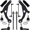 AUQDD 12Pc Front End Suspension Kit Fit For 2009-2020 Do-dge Journey, 2 Lower Control Arm 2 Ball Joint 2 Sway Bar Link 4 Outer Inner Tie Rod End 2 Boots (# K641333 K750382 EV800611 ES800408 K500120)