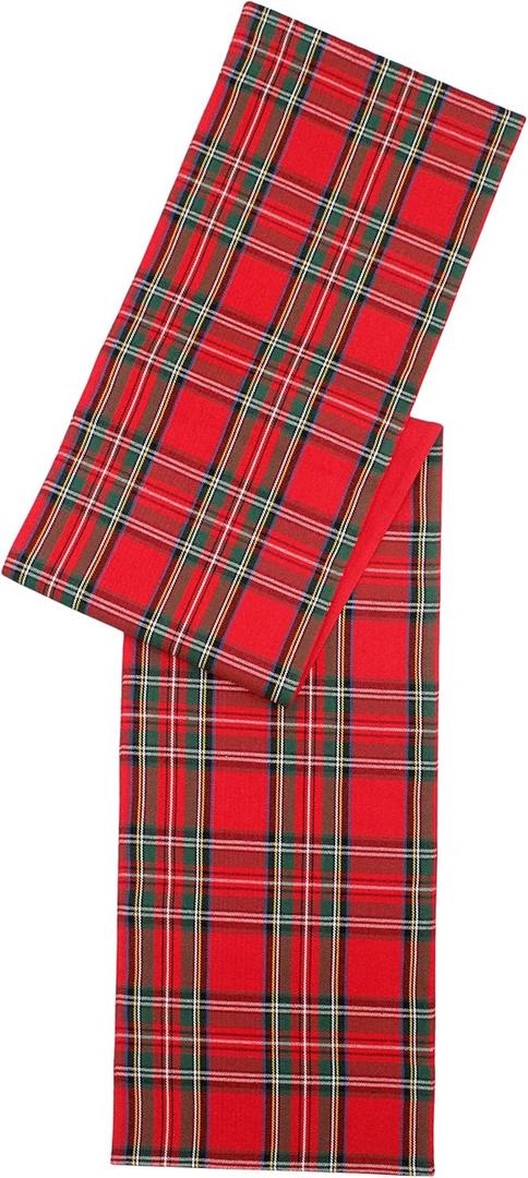 COTTON CRAFT Christmas Table Runner - Xmas Tartan Plaid Festive Tablerunner - Pure Cotton Gingham Buffalo Check Reusable Decorative Holiday Party Celebration Table Dcor  13x72 Inch  Red Green Multi