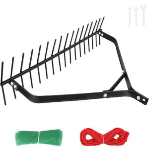 32" Aquatic Weed Rake 6.3" Steel Rod Lake Weed Cutter, Double Sided Pond Weed Clearing Tool, Muck Silt Weed Rakes for Lake Pond Rivulet Beach, 30ft Thicker Rope and Net