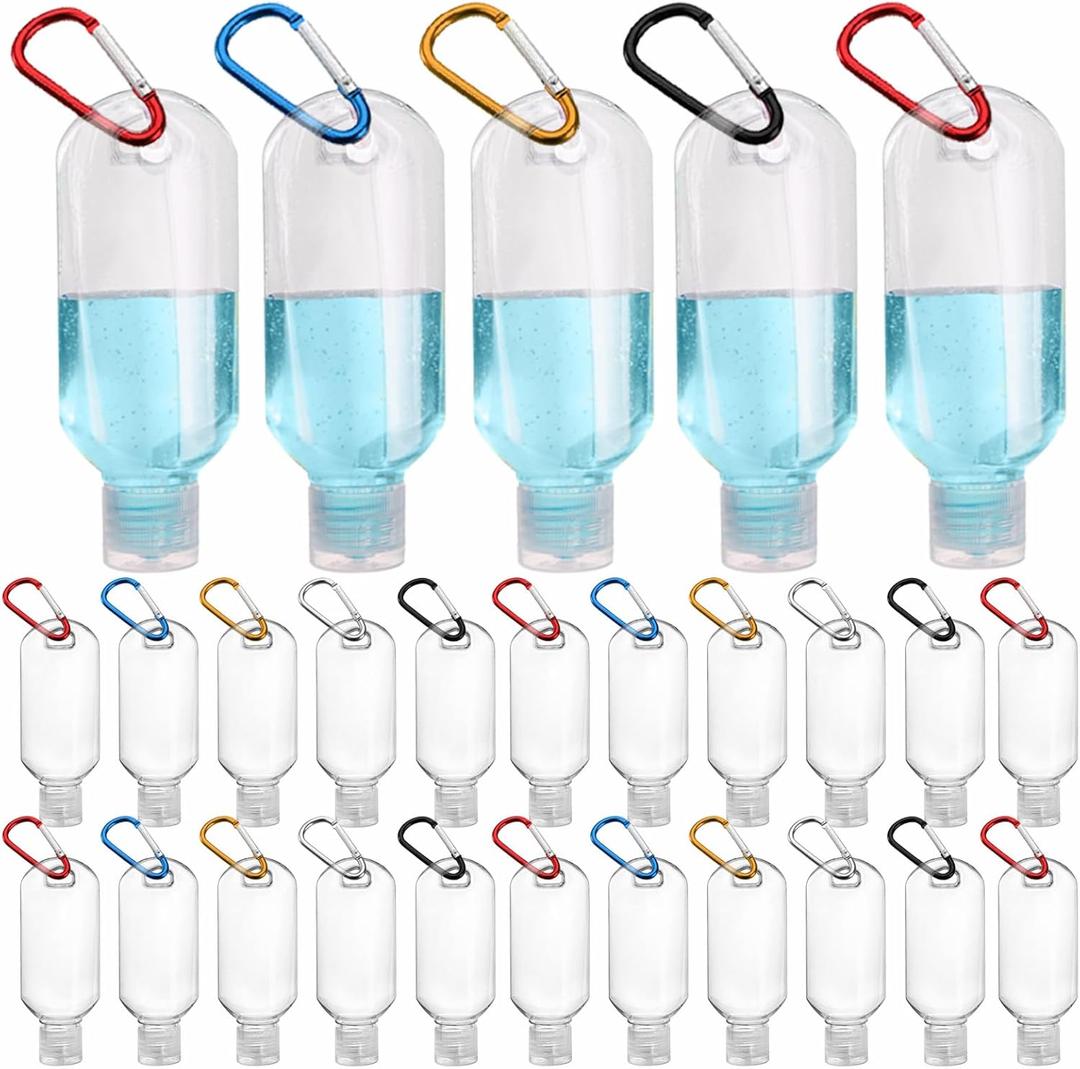 100PCS Value Hand Sanitizer Bottles with Keychains, 2OZ Travel Bottle With Clips, Portable Travel Size Bottle Squeeze Containers for Hand Sanitizer Holder with Lid - Leak Proof, Refillable