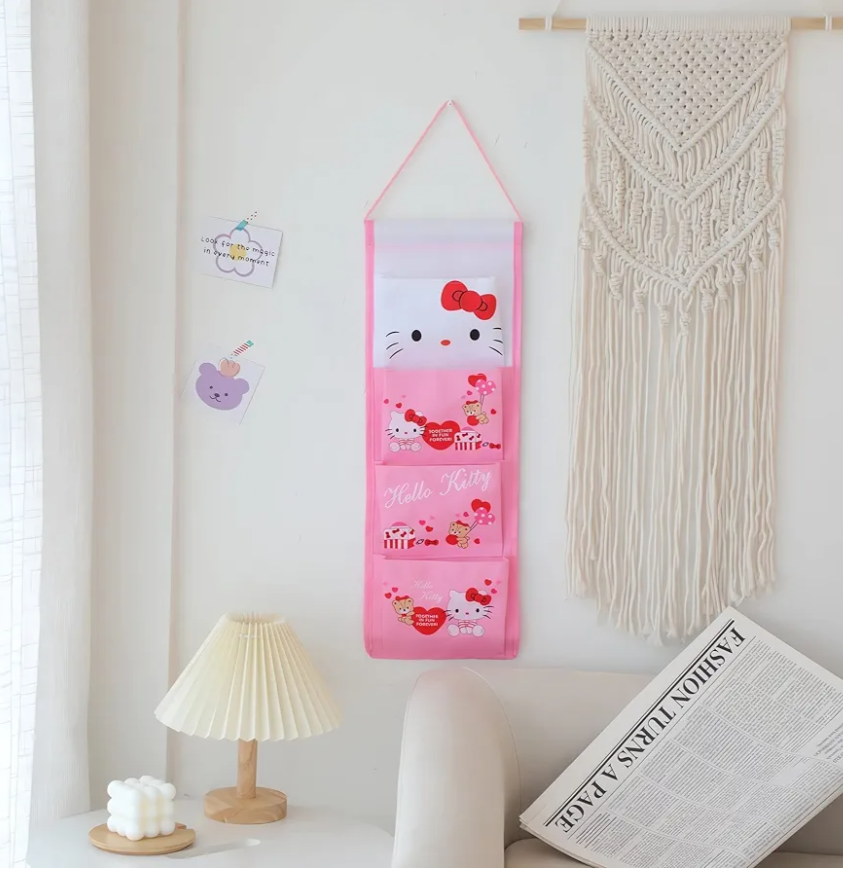 Cute Cartoon Hanging Closet Organizers and Storage, 4-Shelf Closet Hanging Storage Shelves for Girls Bedroom