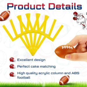 Taiyin 9 Pcs Football Cake Decorations 6 Cake Goal Post Topper Field 3 Mini Sport Balls for Football Themed Birthday Party Event