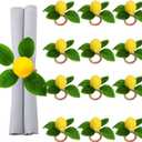 Lemon Napkin Rings Set of 12, Faux Lemon Summer Farmhouse Napkin Ring Holder for Dining Table Decor Banquet Wedding Birthday Thanksgiving Christmas Easter Holiday Table Decorations
