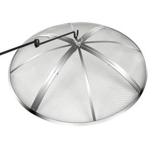 36 Inch Fire Pit Spark Screen,Stainless Steel Fire Pit Screen Cover with Handle&Poker,Outdoor Fire Pit Screen Cover Round Mesh Lid Heavy-Duty for Backyard/Beach/RV Camping