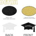 Graduation Party Confetti Decorations, Black and Gold Glitter, Congrats Grad and Cap Design, for 2025 Graduation Party Supplies
