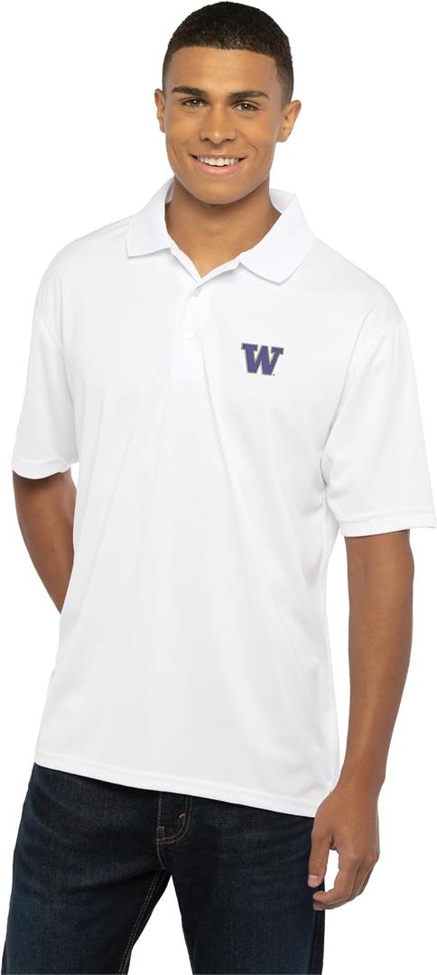 Vantage Apparel NCAA Mens White Men's Collegiate Premium Moisture Wicking Icon Polo (White, M)
