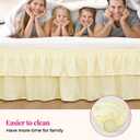 RIMELA Ruffle Bed Skirt Butter Yellow Queen 15 Inch Drop, Elastic Wrap Around Bed Skirting Queen Size, Easy to Install Dust Ruffle, Machine Washable Soft Fabric, Multi Ruffle Bedskirt