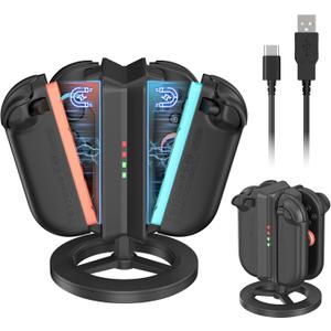 Charging Dock for Switch 2 Joy-Con Controllers, Single-Direction Magnetic Controller Charger Station with LED Indicators & Overcharge Protection for Joycon 2 Game Console Accessories (Round)
