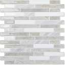 LONGKING 10-Sheet Extra Thick Peel and Stick Backsplash Tiles, Waterproof Kitchen Backsplash Peel and Stick Tile, Self-Adhesive Backsplash for Kitchen, Beige & White