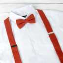 Spring Notion Mens' Linen Blend Suspenders and Bow Tie Set for Groomsmen Wedding (42 Inch, Rust)