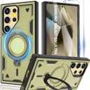 for Samsung Galaxy-S24 Ultra Case with Magsafe & [HD Screen Protector2][Anti-Fingerprint], 360 Metal Rotated Kickstand,Military Grade Shockproof Protective for Galaxy S24 Ultra Case,Green