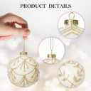 DN DECONATION Christmas Ball Ornaments Set of 12  3.14 White Glass Ball Ornaments with Gold Glitter Lines, Elegant Glass Christmas Decorations for Tree Holiday Dcor Wedding Party & Home