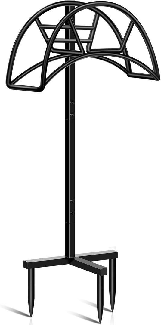 TomCare Garden Hose Holder Detachable Metal Water Hose Holder Holds 150 FT Hoses Free Standing Hose Hanger Stand Heavy Duty Garden Storage Rack for Outside Yard Lawn, Black