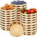 Sintuff 24 Pack Woven Basket Round Bamboo Gift Baskets, Wicker Berry Bread Fruit Basket Food Storage Serving Baskets for Picnic Kitchen, Restaurant, Centerpiece Display, Party, Wedding (Small)