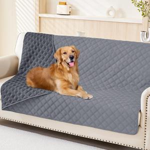 Smiry Waterproof Dog Bed Cover Pet Blanket, Soft Washable Dog Blanket for Furniture Bed Couch Sofa Reversible, Checkered (52"x82", Grey/Dark Grey)