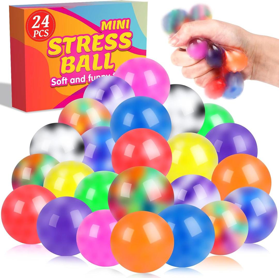 VISCOO 24 Pack Stress Balls for Adults, Squeeze Balls for Anxiety Relief, Soft Palm-Sized Pressure Balls, Durable Relaxation Set