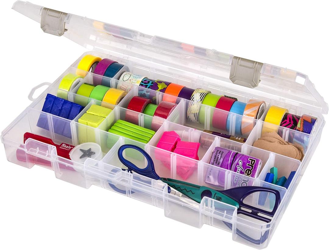 ArtBin Large Solutions Box Clear Art & Craft Organizer with Dividers - Plastic Storage Case for Convenient and Versatile Storage - Ideal for Various Craft Supplies (14.125" x 9")