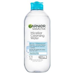Garnier Micellar Water for Waterproof Makeup, Hydrating Facial Cleanser & Makeup Remover, Suitable for Sensitive Skin, Vegan, Cruelty Free, 13.5 Fl Oz (400mL), 1 Count