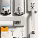 Veise VE017-D Smart Fingerprint Front Door Lock Set, App Control, 8-in-1 Keyless Entry Deadbolt with Lever Handle, Touchscreen Keypad, IP55 Weatherproof, Auto Lock, Easy Install, Satin Nickel