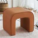 Leather N-Shaped Ottoman, Home High-end Shoe Changing Stool, Low-Profile Dressing Stool, Suitable for Living Room, Bedroom(Orange,Small)