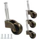 Litoexpe Antique Brass 1" Swivel Stem Ball Caster Wheel, Zinc Alloy Swivel Ball Caster for Furniture and Desk, Pack of 4