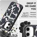 MOSNOVO Magnetic Case for iPhone 16, 10ft Military-Grade Protection, Compatible with Magsafe, Shockproof Phone Case for iPhone 16 - Black Fluffy Cat - Clear Black