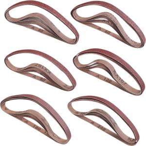 WORKPRO 24 Pack 1/2 x 18 Inch Sanding Belts, Aluminum Oxide Abrasive Belts, 4 Each of 40/60/80/120/180/240 Grits, Belt Sander Tool for Woodworking, Metal Polishing, Red