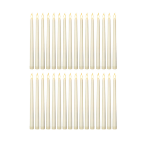Treela 24 Pcs Flameless Taper Candles Battery Operated Bulk Fake 11 Inch Candles Light LED Candlesticks Flickering Tapered for Wedding Halloween Christmas Decoration、(Ivory,Basic)