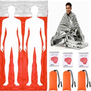 6 Pack 82.7" x 49.2" Emergency Sleeping Bag Emergency Thermal Blanket for Maximum Warmth & Security Survival Bivvy Sack Blanket with Whistle Bags for Outdoor Camping Hiking (Orange)