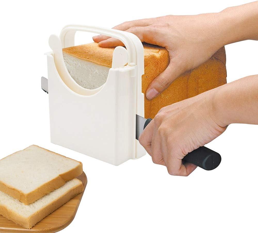 Bread Slicer,Adjustable Toast Slicer,Foldable and Customizable Loaf Cutter with Cutting Board for Homemade Bread & Loaf Cakes Tools to 5 Thickness | Bagel/Sandwich/Toast