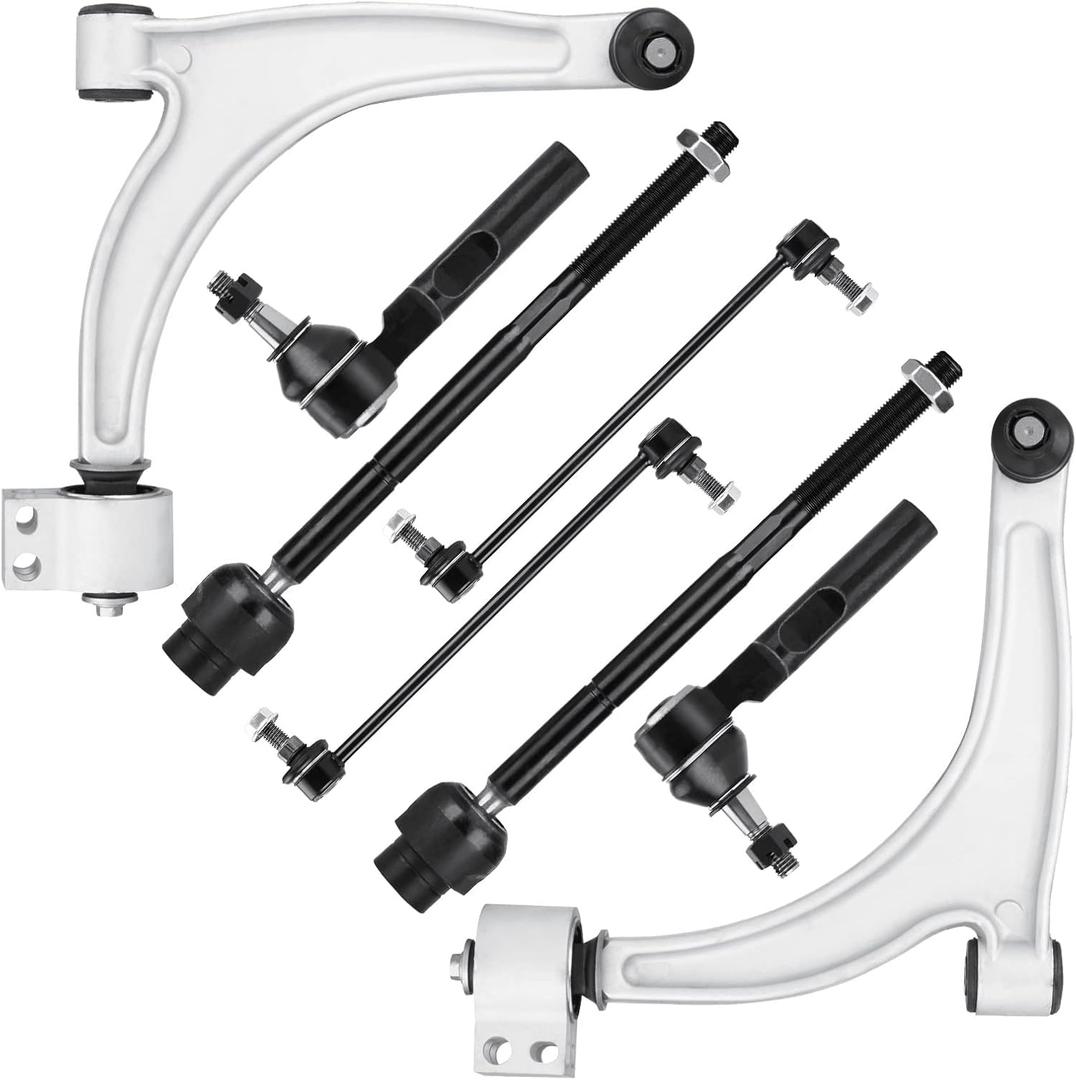 Front Lower Control Arm with Ball Joint Assembly for Chevy Malibu 2005-2012, for Pontiac G6 05-10, for Saturn Aura 07-09, Sway Bars Link Inner Outer Tie Rods Ends Suspension Kit K620180 K620179 8PCS