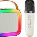 Mini Karaoke Machine Speaker for Kids Adults,Portable Bluetooth with 2 Wireless Microphones,Christmas Birthday Gifts Toys Girls Boys Ages 4, 5, 6,7, 8,9,10,11,12+ Years Old Toddler (Off-White - 2 Mic)